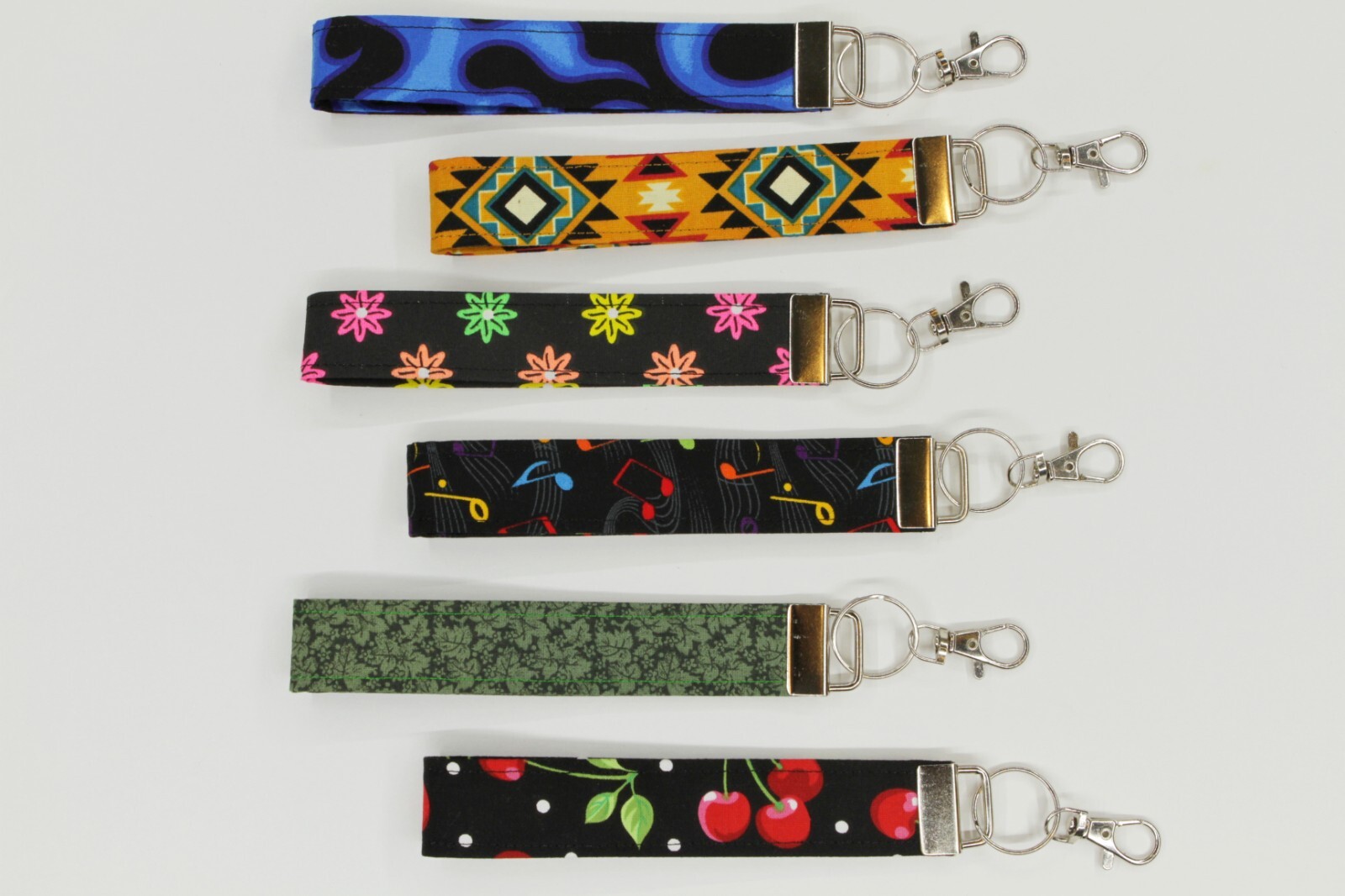 Cotton Fabric Keychain Wristlet, Key Fob Lanyard, Various Prints/Colors