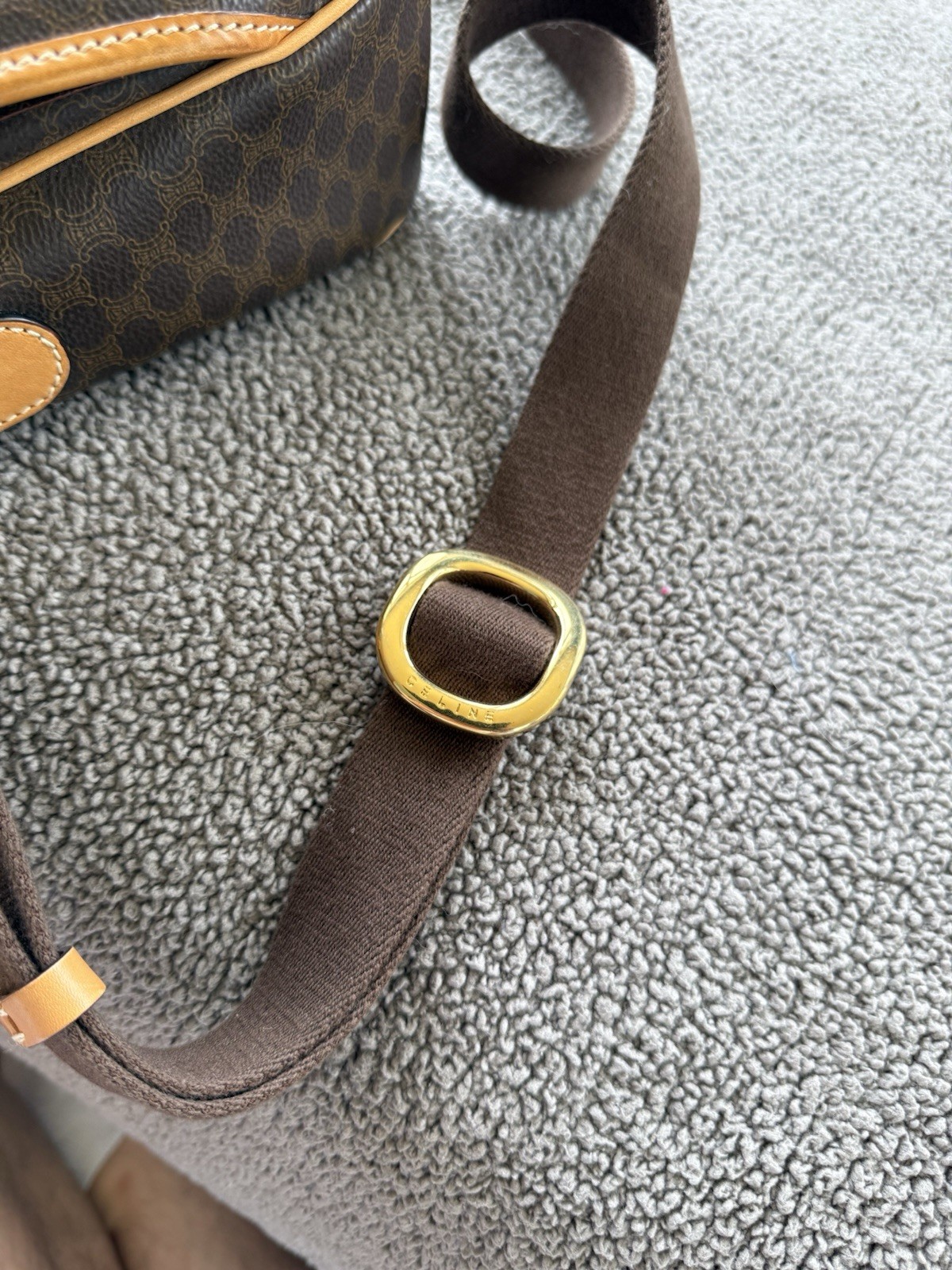 CELINE Macadam Brown Small Crossbody Bag Adjustable Strap Dust Bag