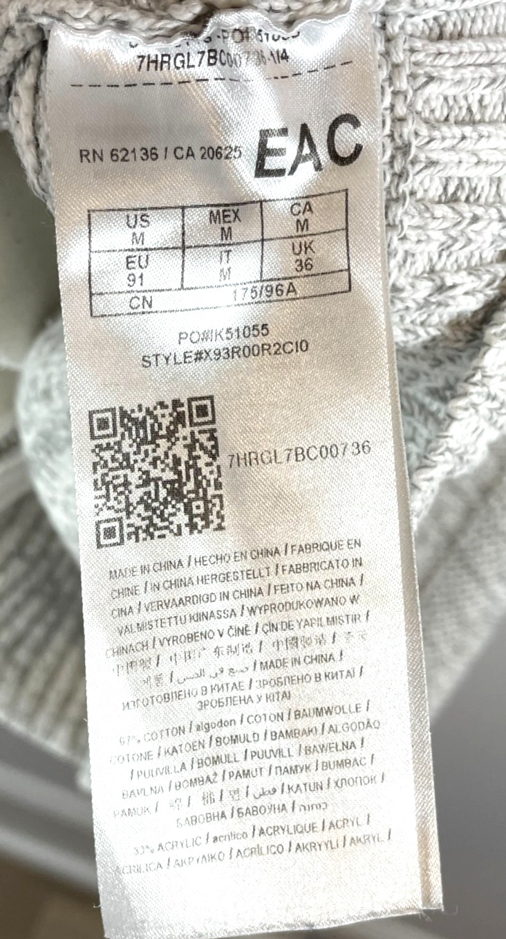 GUESS Los Angeles Zip Front Knit Sweater Jacket Gray Cotton Blend Women’s M