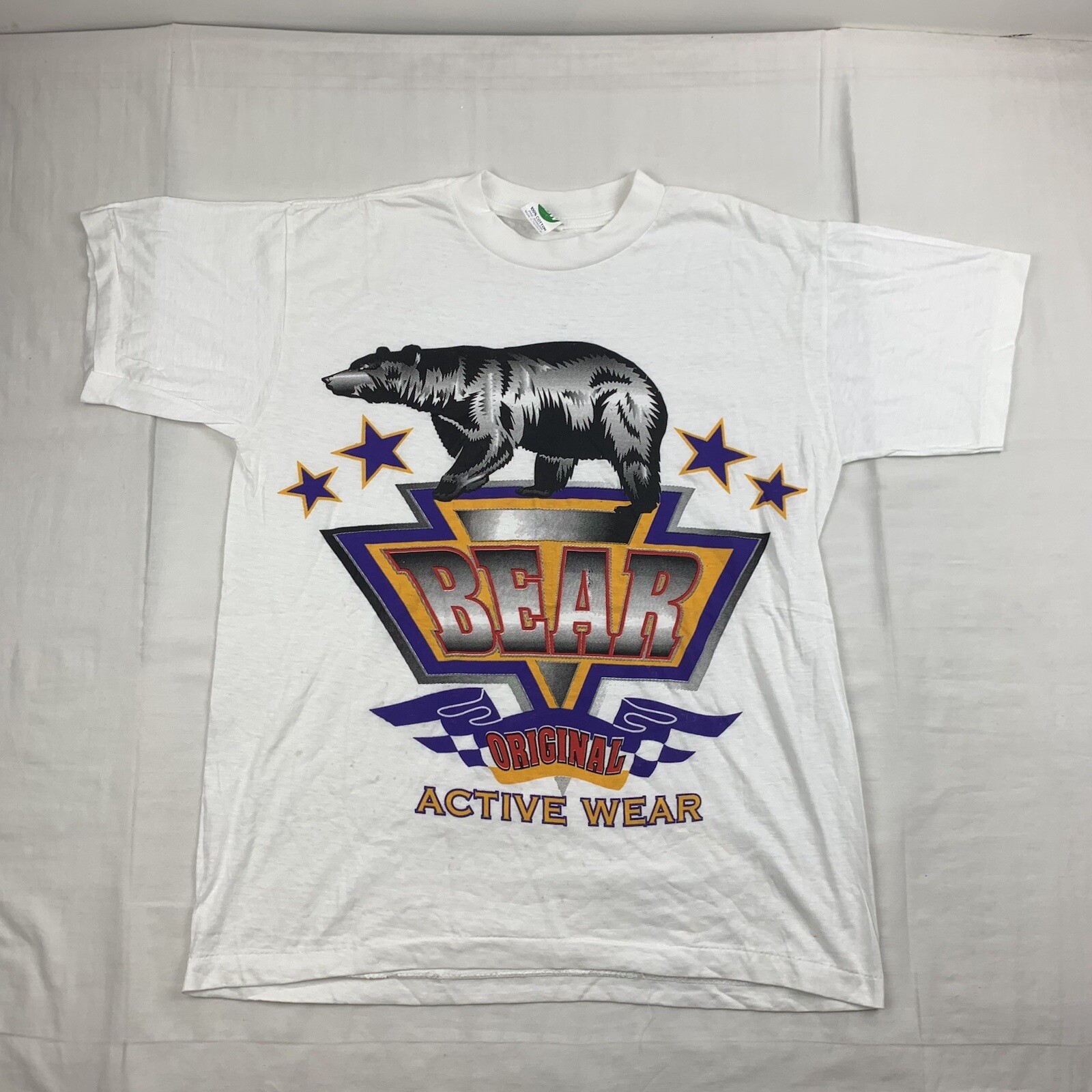 Vintage Bear Active Wear Shirt Adult Medium White Animal American 90s Sports USA