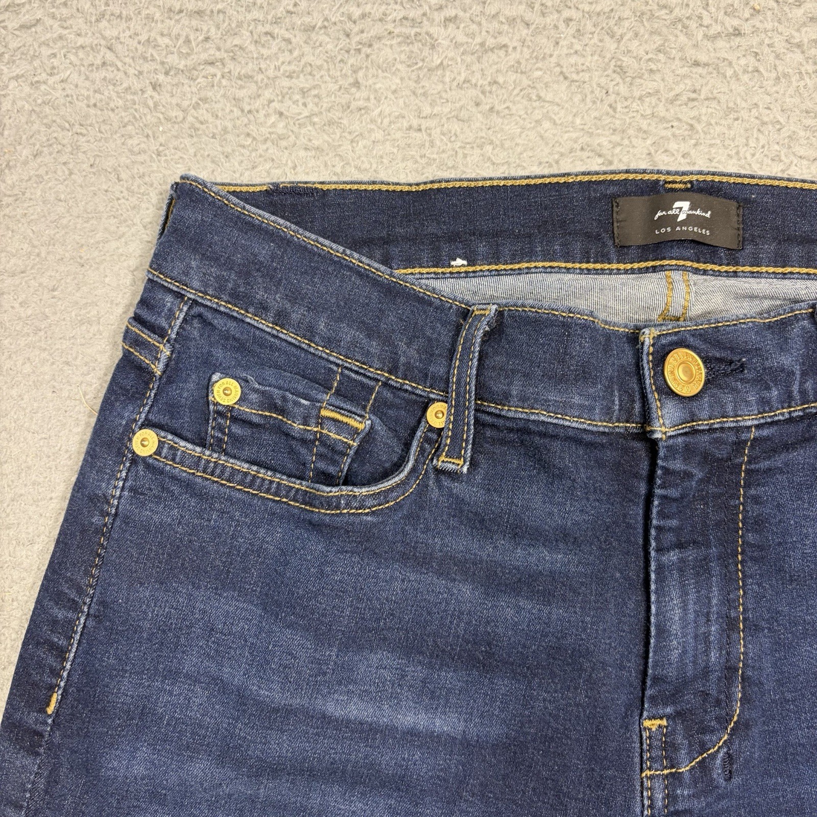 7 For All Mankind Dojo Jeans Womens 29 Blue Flare Mid Rise Dark Wash Denim Pants