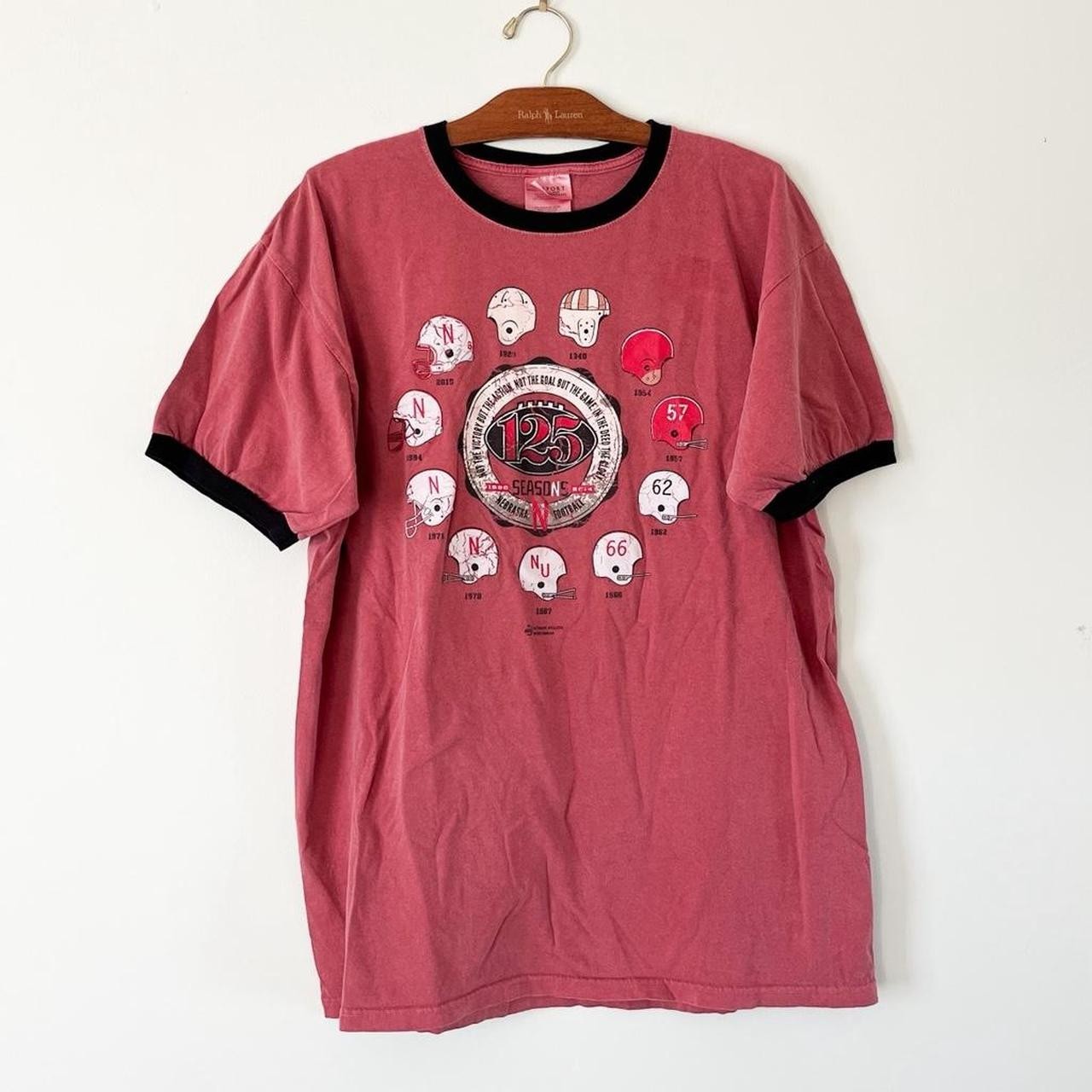 Vintage Style University of Nebraska NCAA Championship Ringer T-Shirt – Large