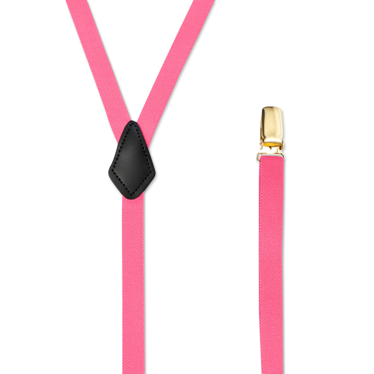 Men’s Goldtone Metal Suspenders with Clip On, Y Style & Leather Patch, USA Made