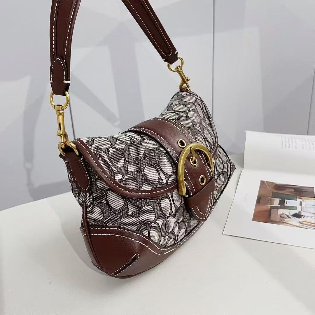 Coach CJ814 Soho Bag Signature Jacquard Maple Brown Shoulder Handbag Outlet New!