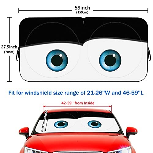 Car Windshield Sun Shade, Funny Eyes Sun Visor for Car Standard eyes-black