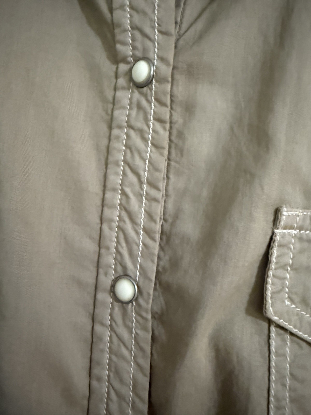 Ryan Michael Shirt Womens L Stone Western Pearl Snap Corset Lace Up Back