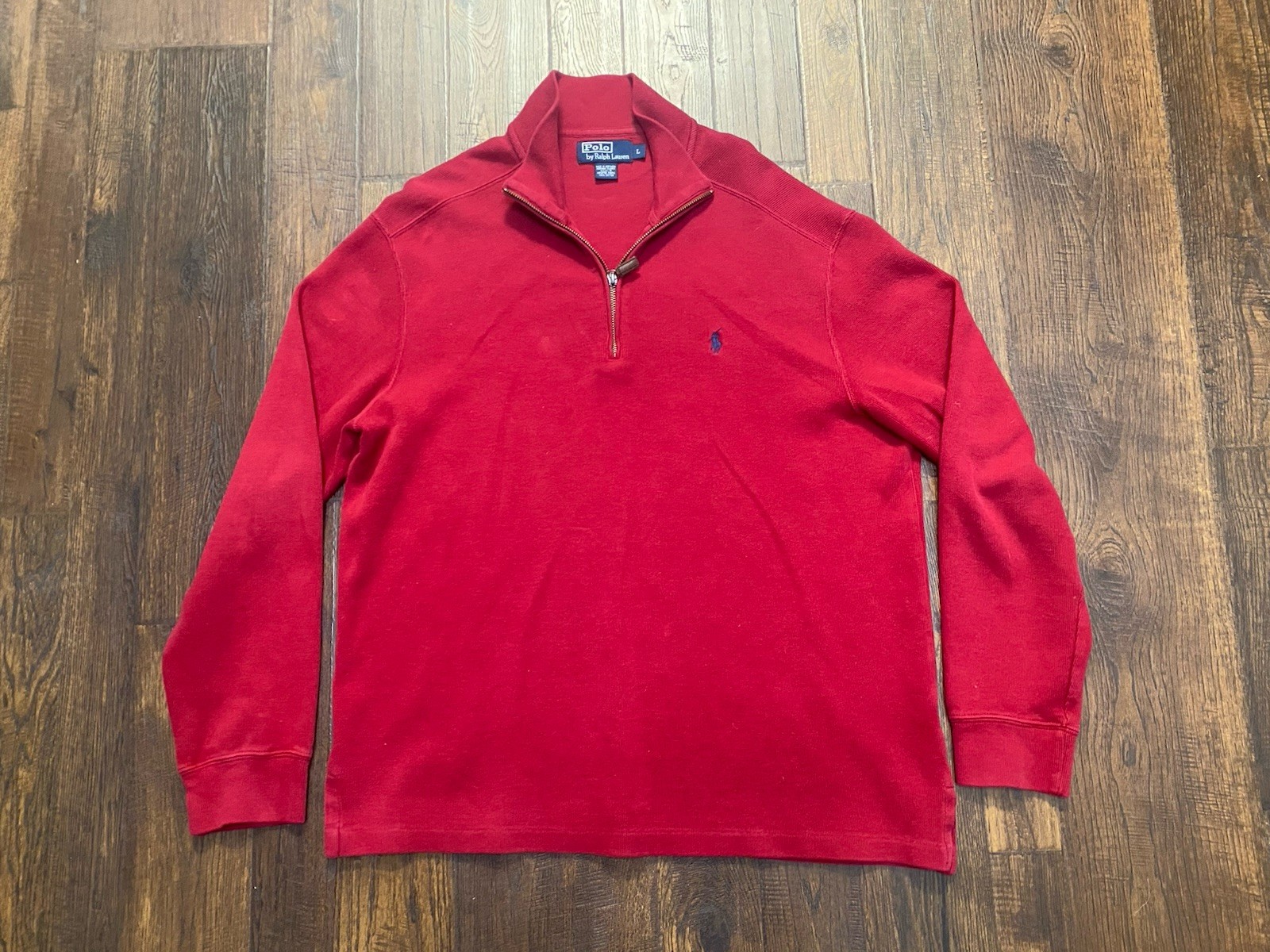 Vintage Polo Ralph Lauren 1/4 Zip Long Sleeve Sweater Pullover Mens Large Red