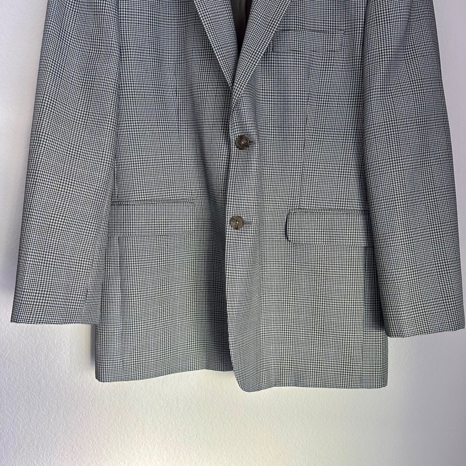 Nautica Men’s Gray Houndstooth Windowpane Sport Coat Blazer Men’s 42R Classic