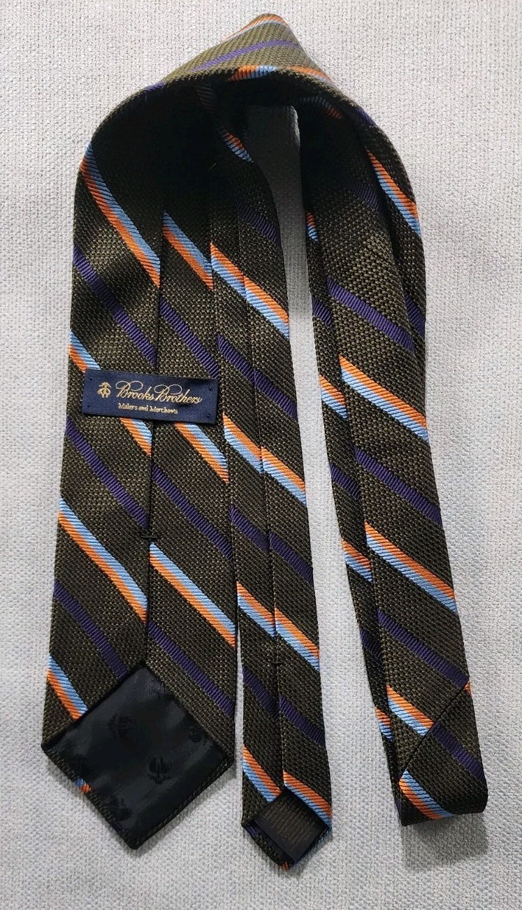NWOT Brooks Brothers Maker Merchant grenadine Striped silk tie 3.25″ Made In USA