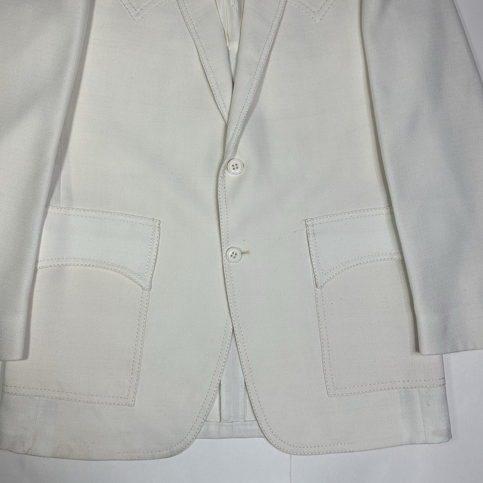 Vtg Sheplers The Plainsman Western Blazer Jacket Men White Cowboy Sz 42R Flaw