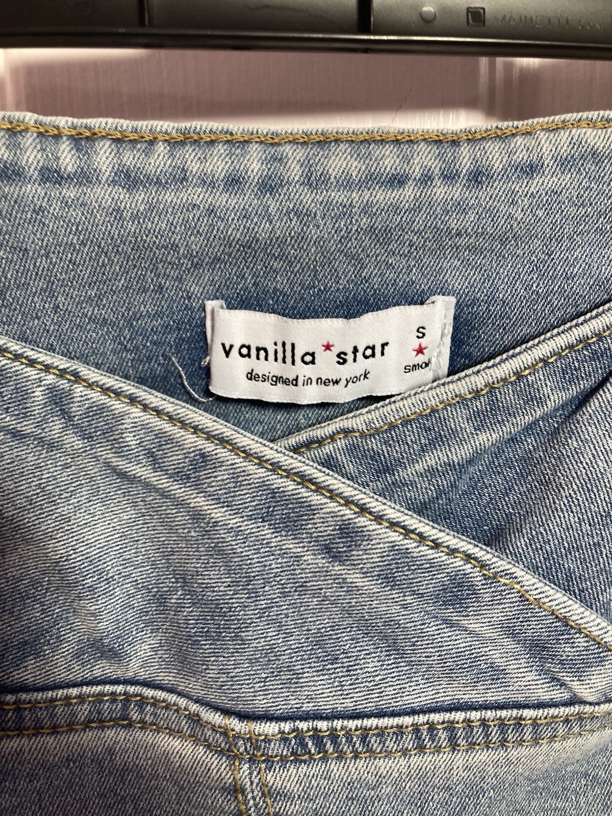 Vanilla Star Women’s Light Wash Blue Solid Flared Denim Jeans Size S Vintage
