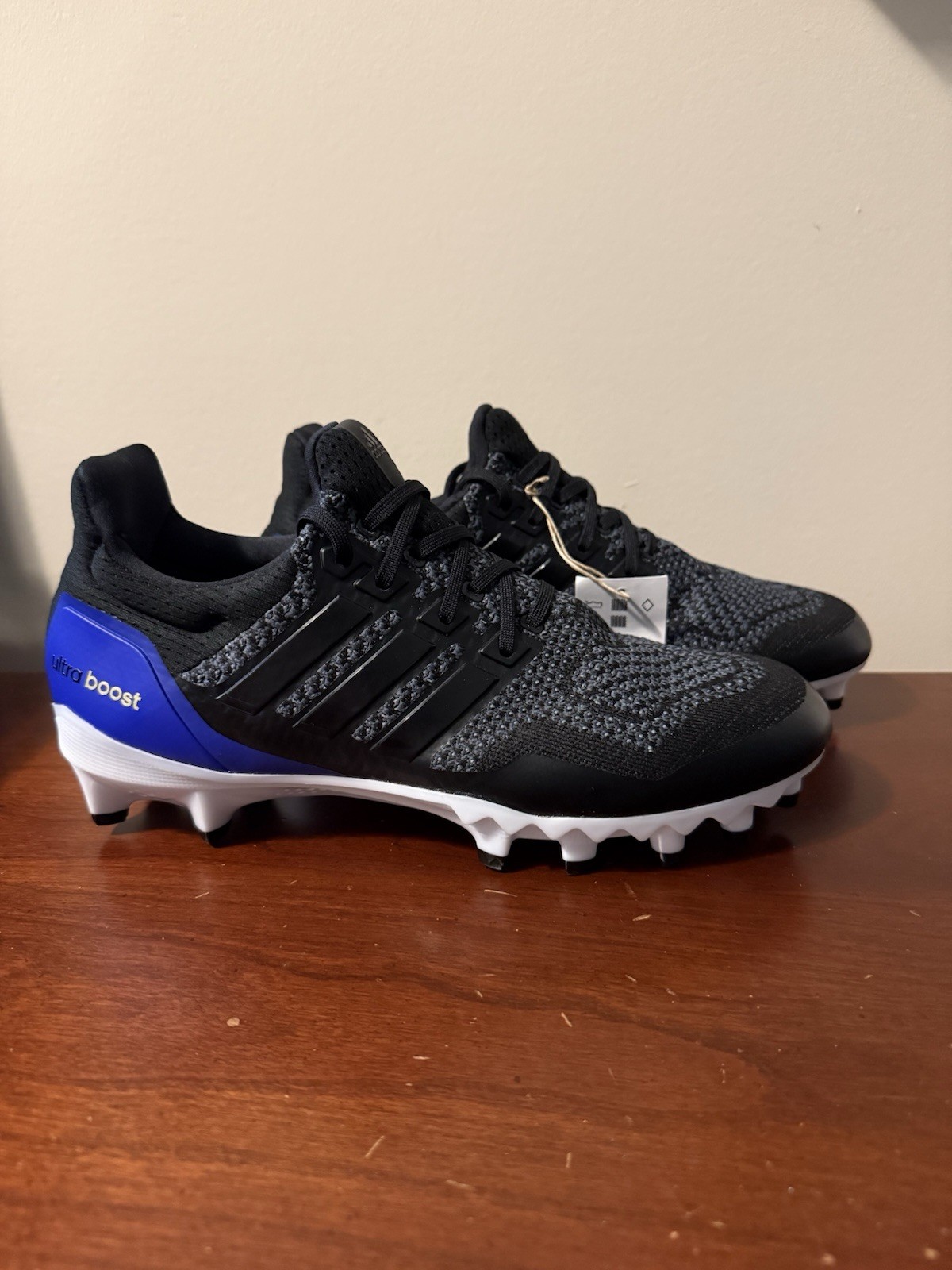 Adidas Ultraboost Football Cleats Black Blue Woven JP7410 Men’s Size 9.5 New