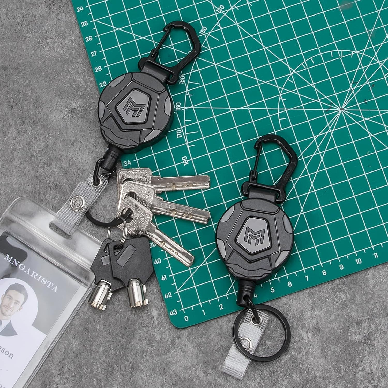2-Pack Retractable Keychain, Heavy Duty Carabiner Badge Holder, Tactical ID Badg
