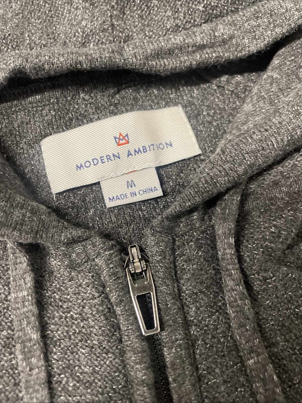 MODERN AMBITION Mens Full Zip Hooded Sweater Hoodie Jacket DARK GRAY MEDIUM