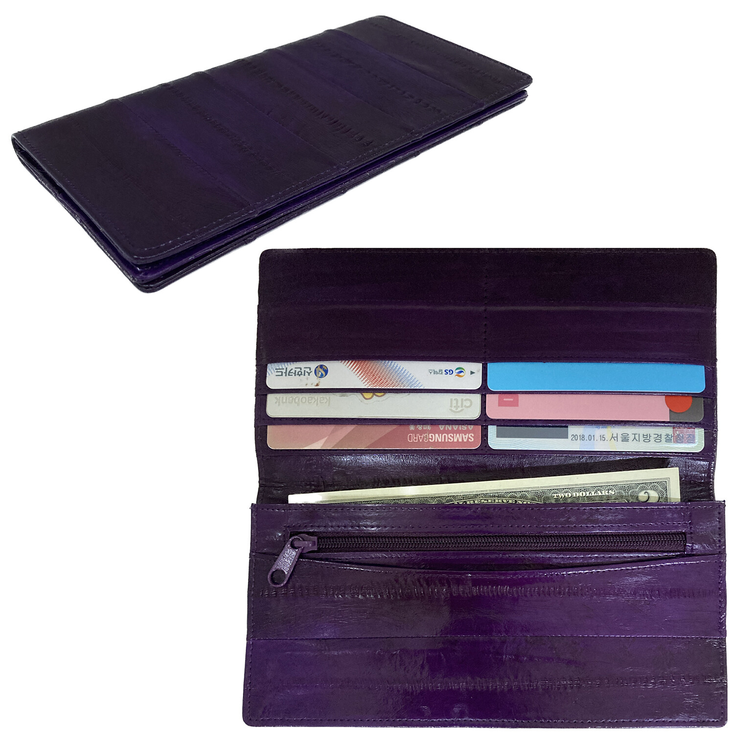 Genuine Eel Skin Wallet Coin Purse Slim Wallet Bifold Purse