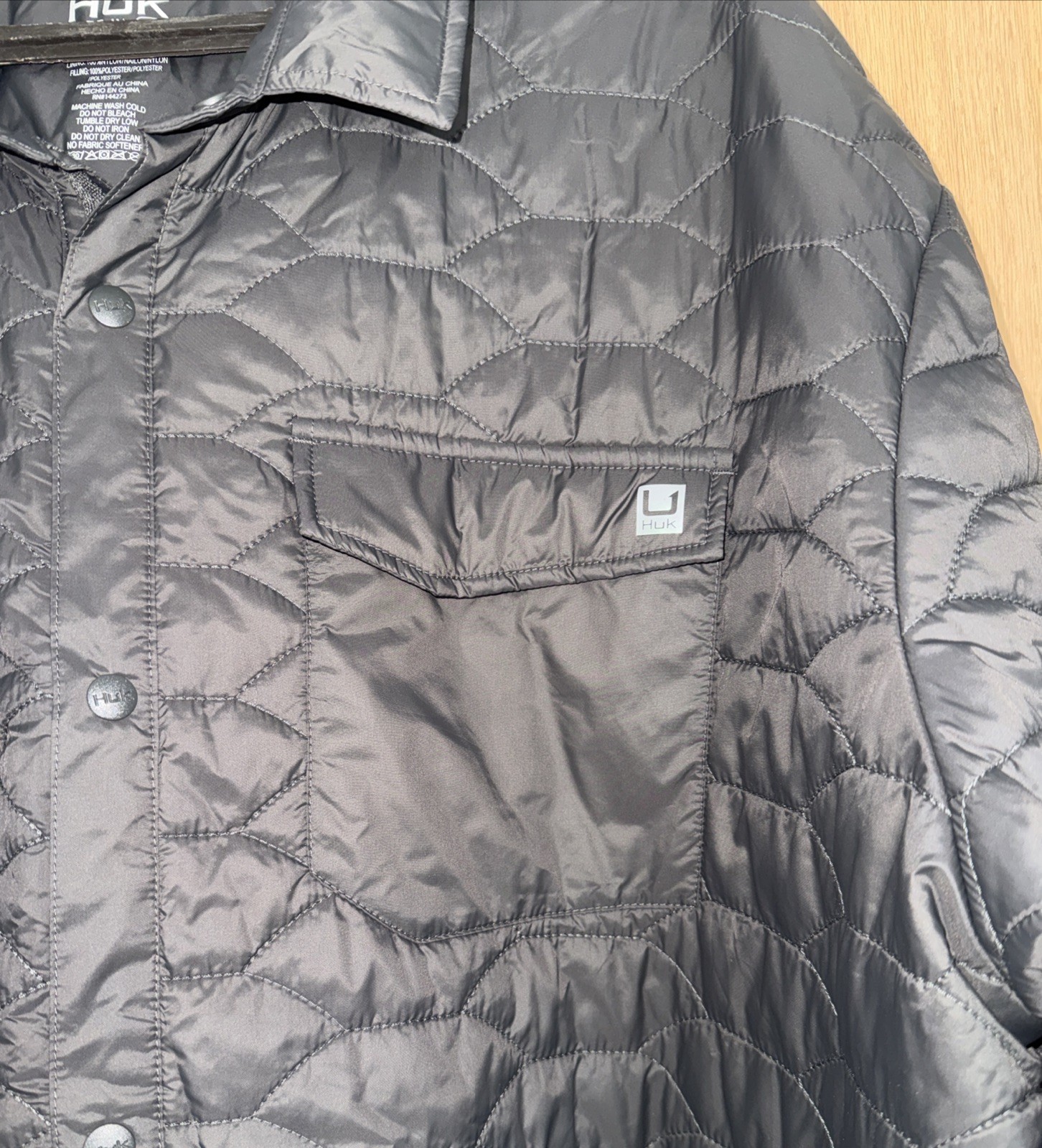 Huk Tarpon Quilt Shacket Jacket, Volcanic Ash (dark green/gray) MEN’s 3XL New
