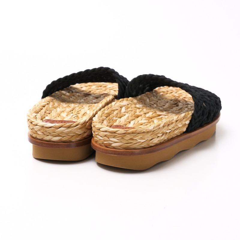 Chloe Flat Sandals Crochet Fabric Black Size EU38/US7.5