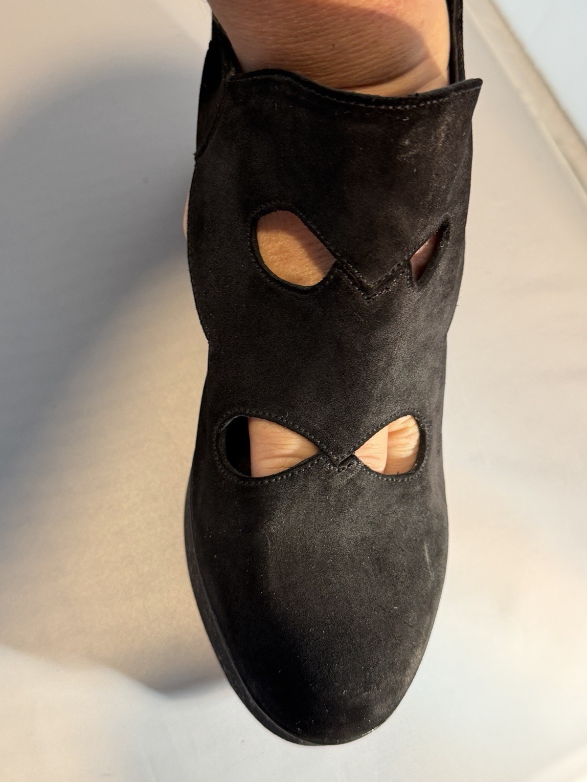 Robert Clergerie Paris Sz 8 Designer Black Suede Platform Heels Wedges Women