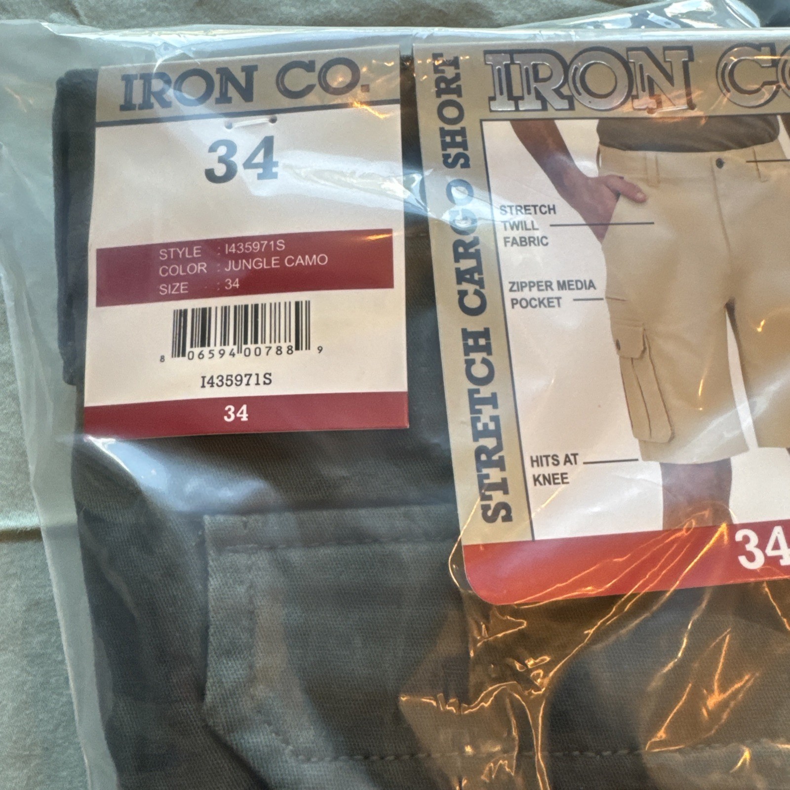 IRON CO. Men’s Stretch Twill Cargo Shorts Size 30, 32, 34, 36,38