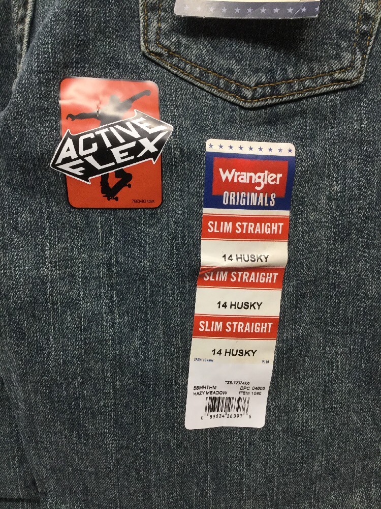 NWT Wrangler Slim Straight Adjustable Waistband Slim Straight Jeans Hazy Meadow