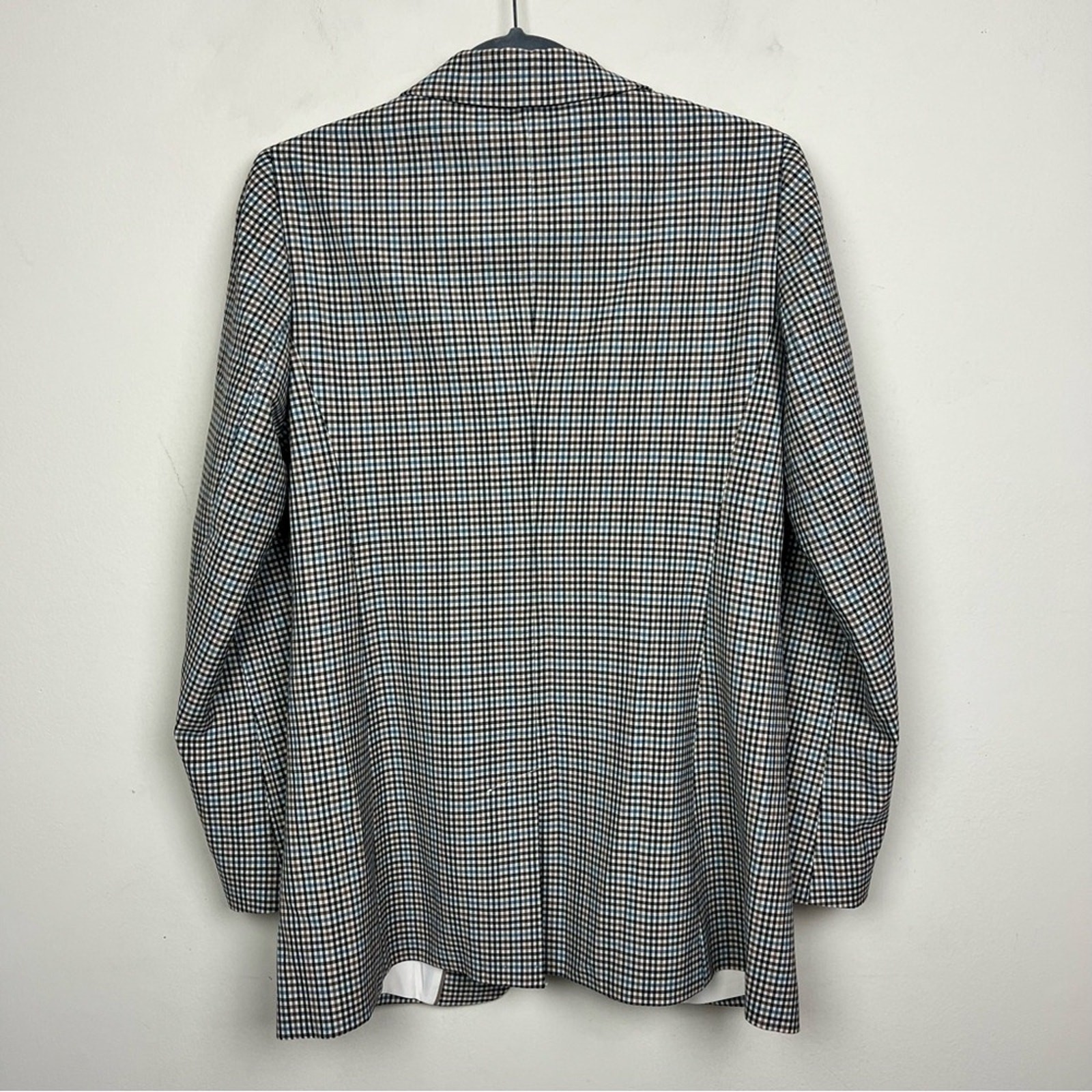 LOFT Checked Long Modern Blazer 2 Women’s Classic Brown Blue Tan Casual Chic