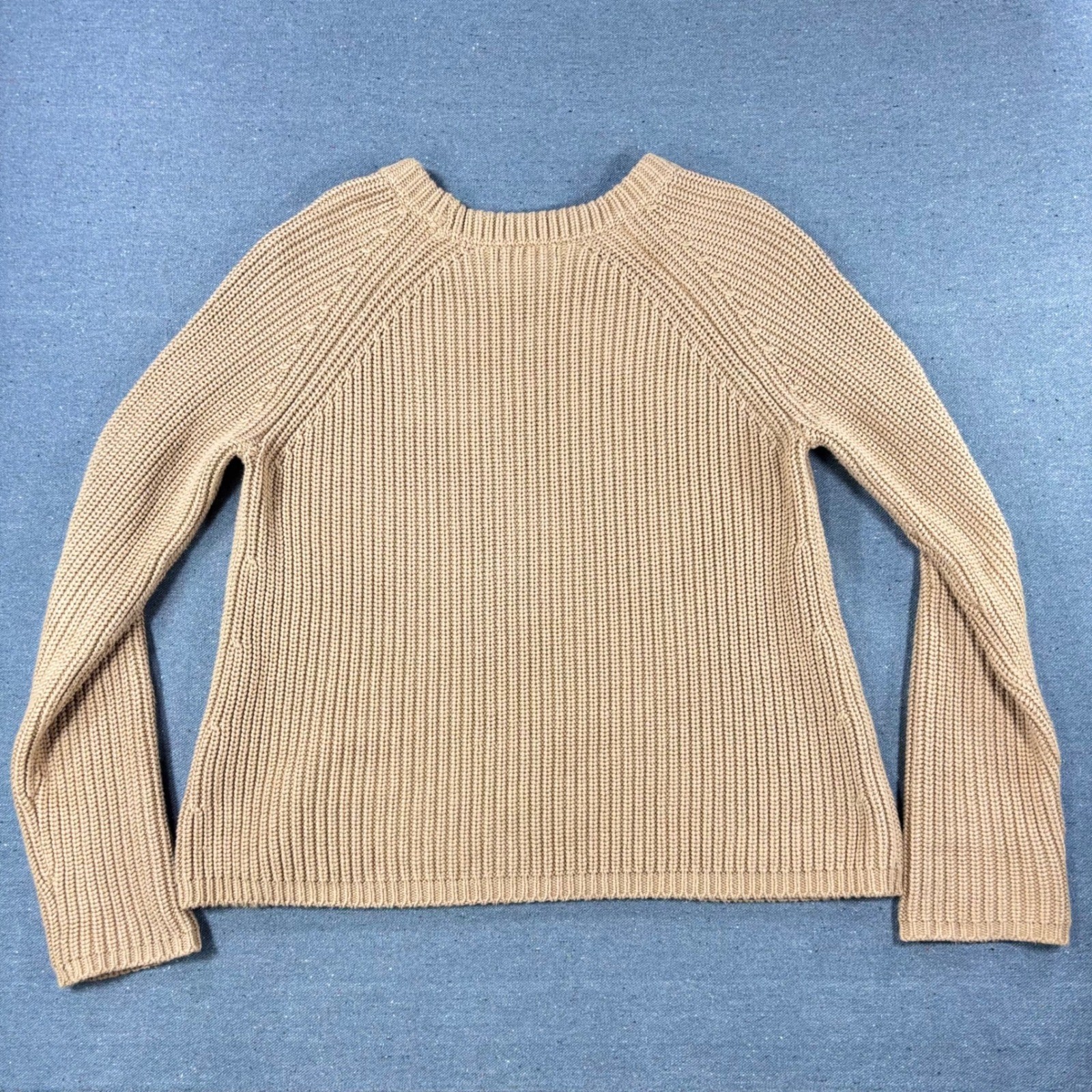 Quince Sweater Womens Small Tan Raglan Sleeve Shaker Stitch Knit Crewneck