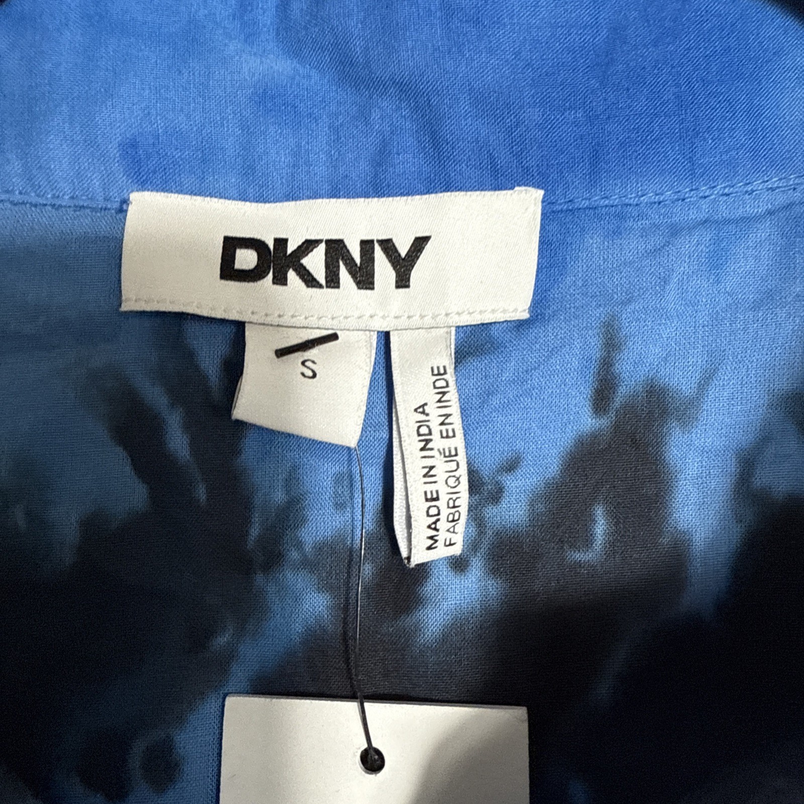 DKNY Women’s Long Sleeve Tie Dye Button Front Shirt Collared Flap Pockets Small