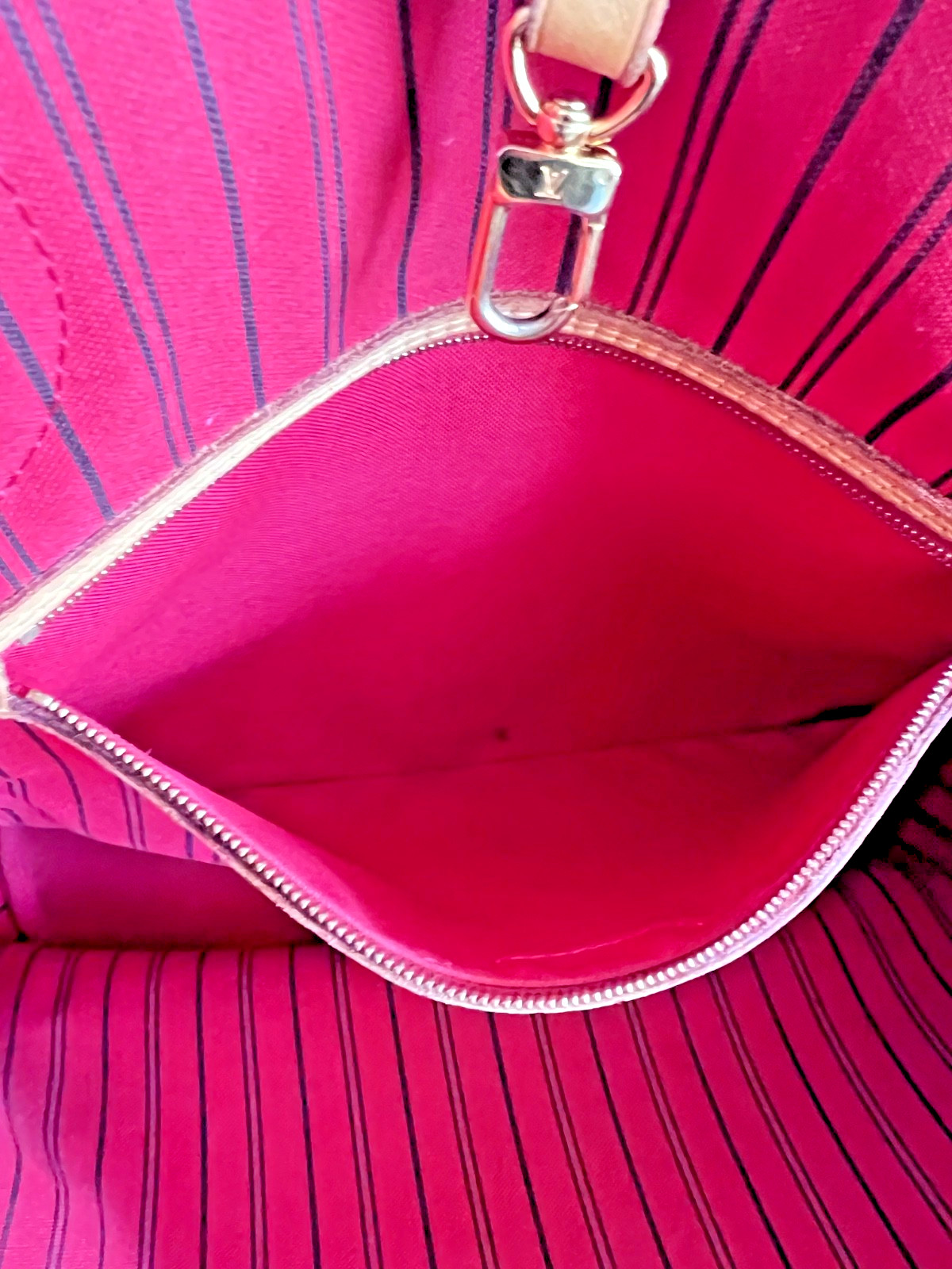 Louis Vuitton Neverfull Tote (M41177) MM Brown/Cerise Red Canvas Monogram