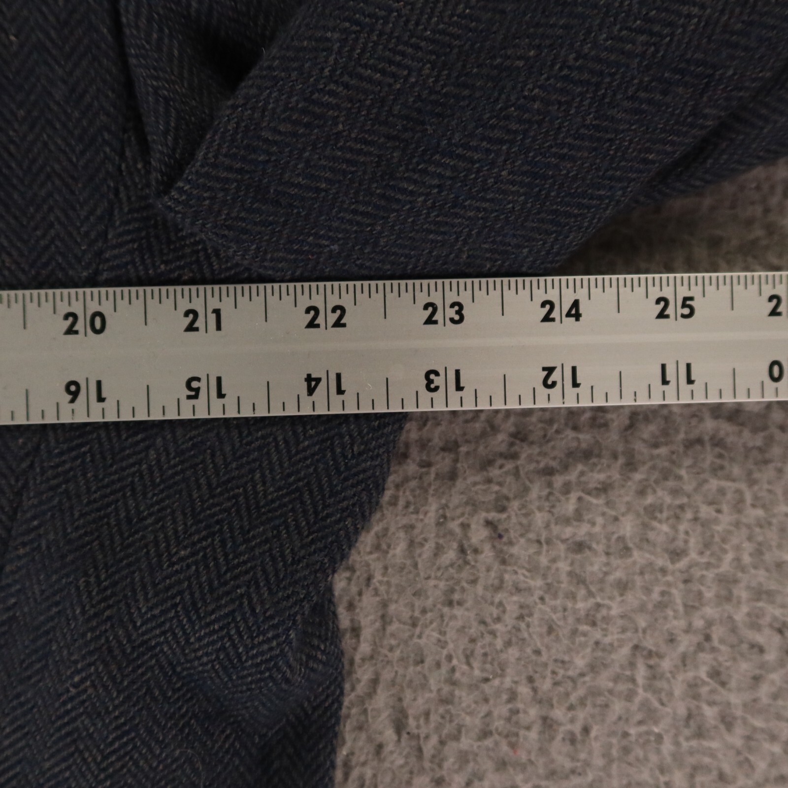 VTG Tweed Jacket XL Blue Marled Herringbone Polyester Wool Silk 42S