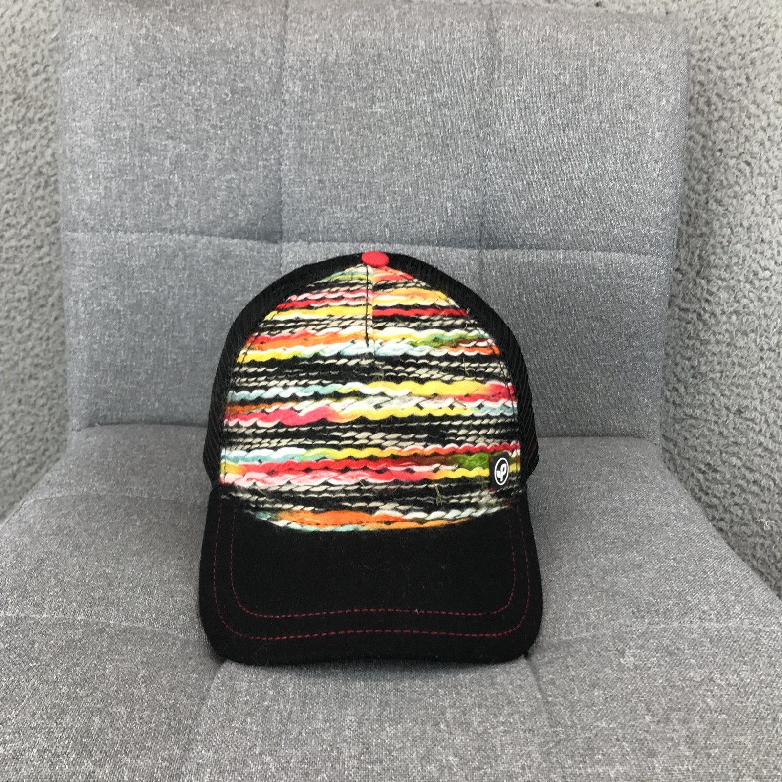 Pistil Hat Cap Trucker Snap Back One Size Multicolor Mens Knit Stripe Mesh Logo