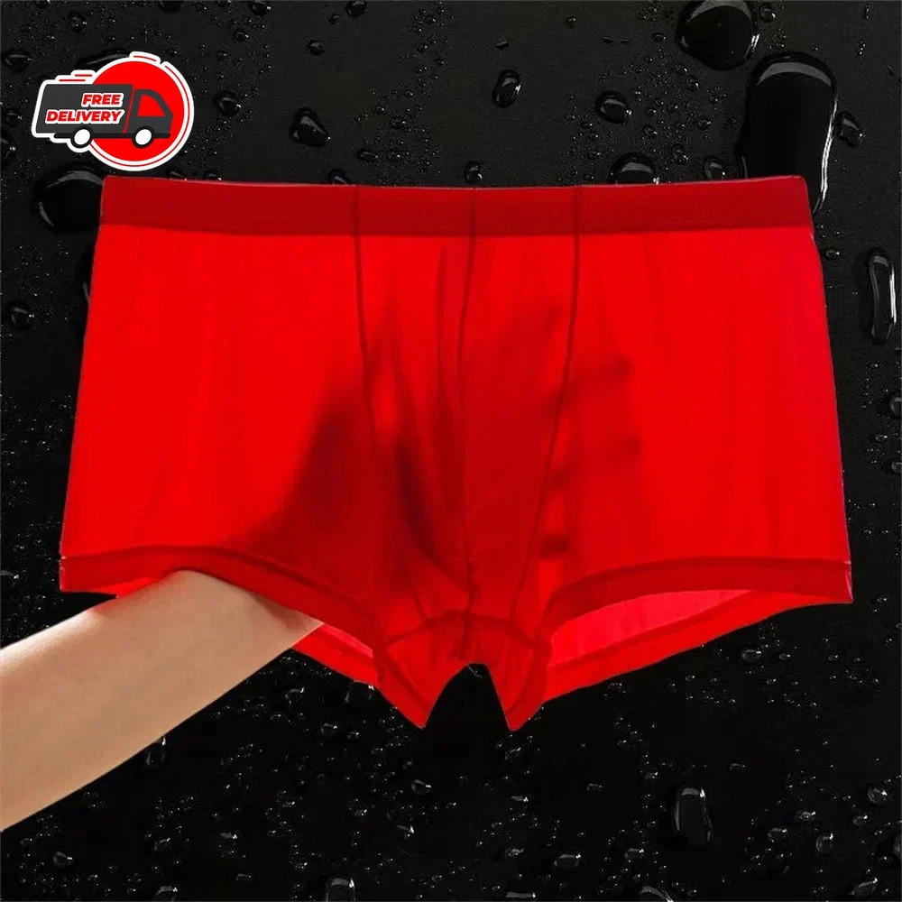 Ultra Thin Ice Silk Boxers Underwear Men Semi-transparent Seamless Sexy Male*