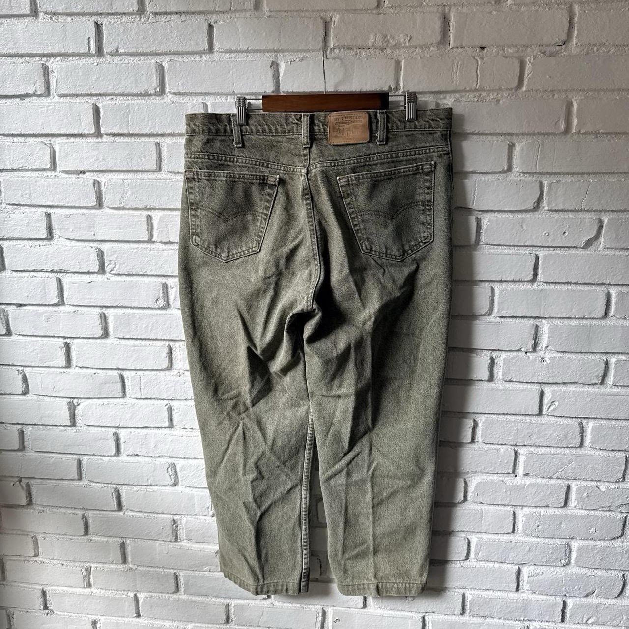 Vintage 90s Levi’s 540 Leather Tab Baggy Green Denim Jeans 38×27