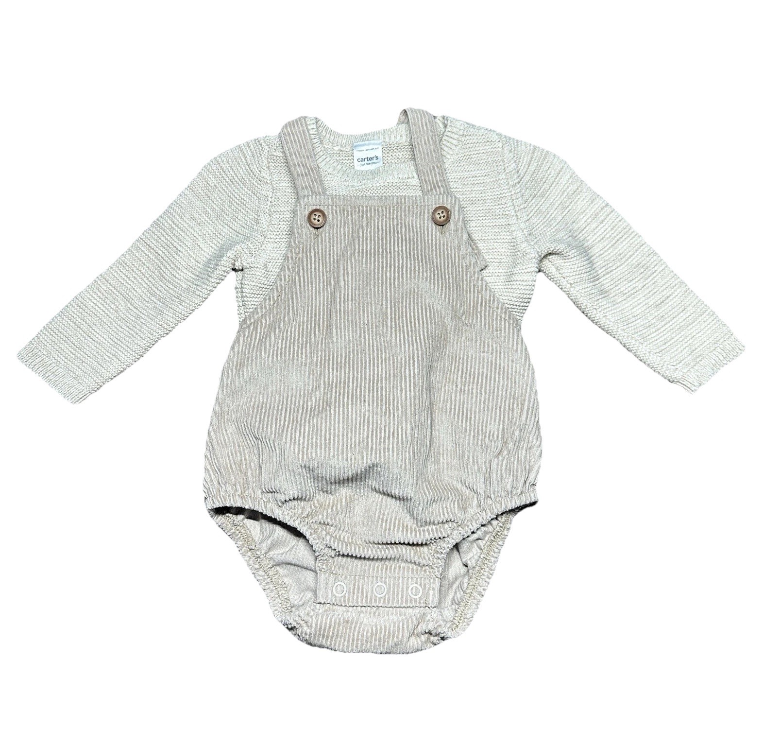 Carter’s Just One You Bubble Romper Corduroy Overall One-Piece 6 Months Beige