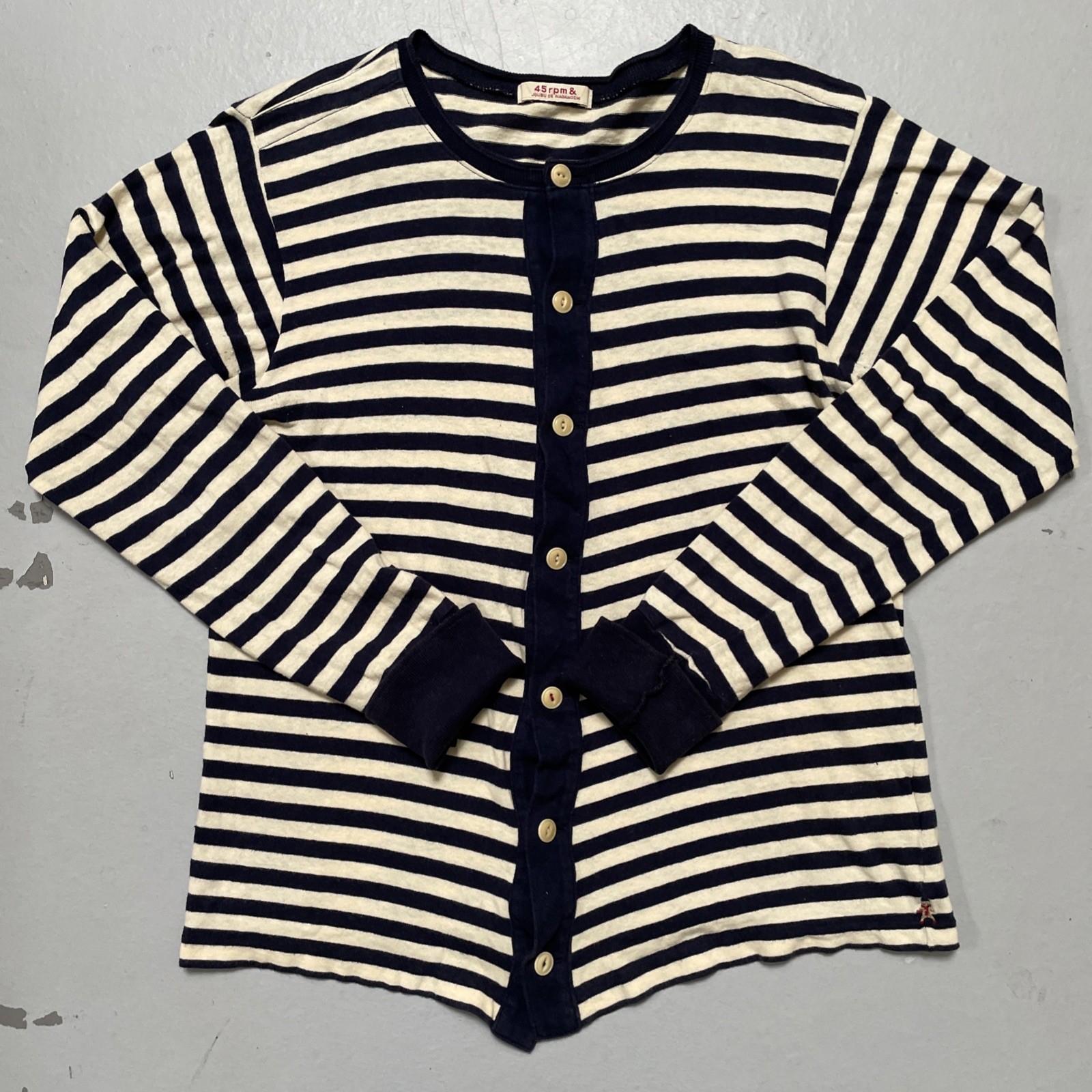 45rpm Joubu De Nagamochi Striped Button Cardigan Sweater Made Japan 3 (XS-S)