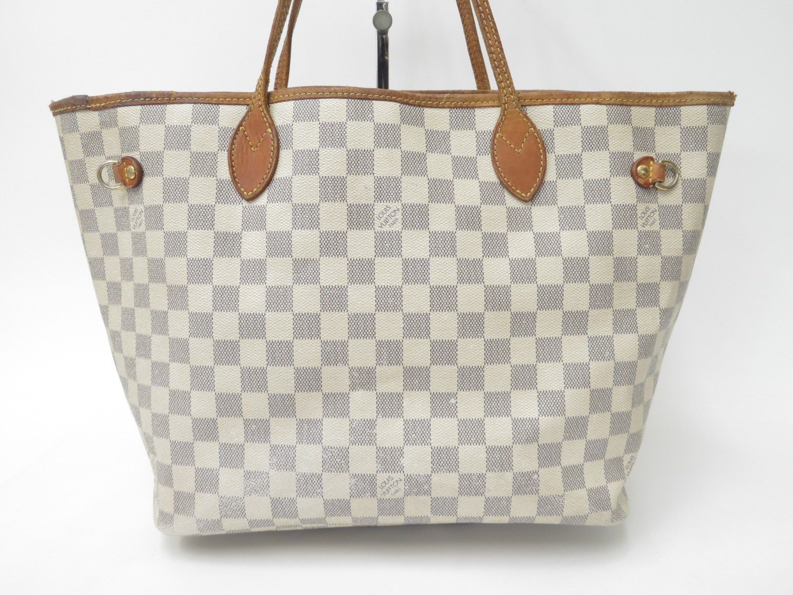 Authentic Louis Vuitton Damier Azur Neverfull MM Shoulder Tote Bag F#51574