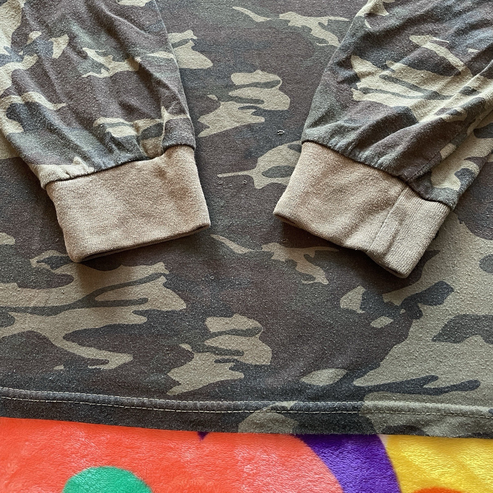 Camouflage Long Sleeve Ringer T-Shirt Men’s 2XL Camo Outdoors Fishing Camping