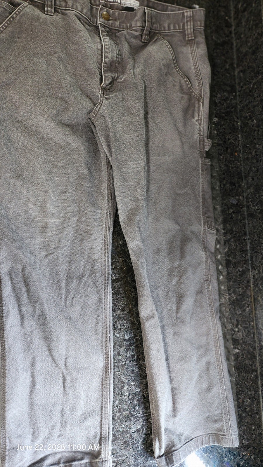 Carhartt B11 Washed Duck Gray Relaxed Fit Straight Leg Work Pants 36×30
