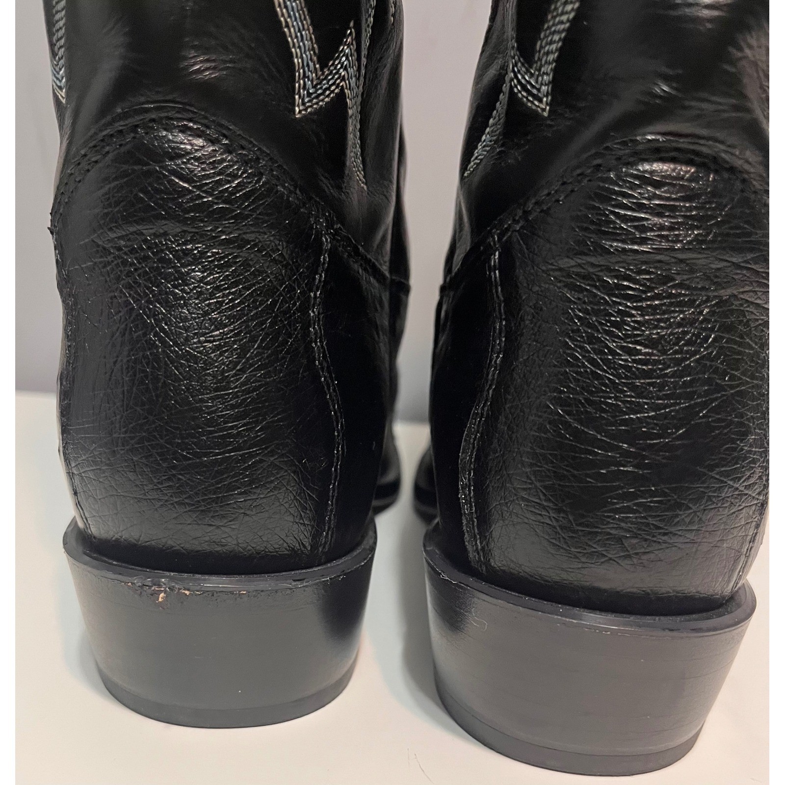 Tony Lama Mens Four Piece Black Ostrich Leather Western Cowboy Boots 10D USA