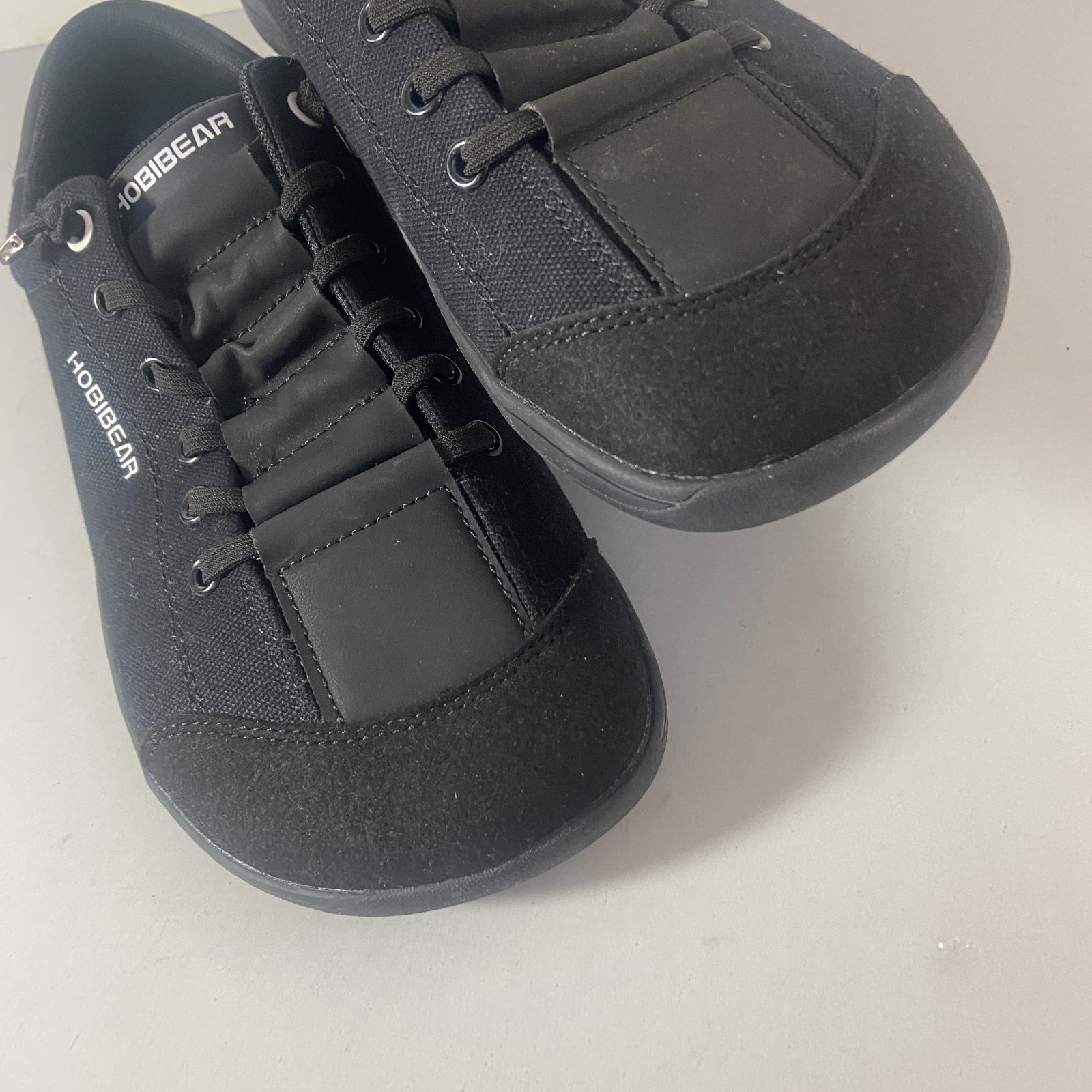 Hobibear Unisex US Womens 9 Mens 8 Barefoot Minimalist Black Canvas Suede Shoes