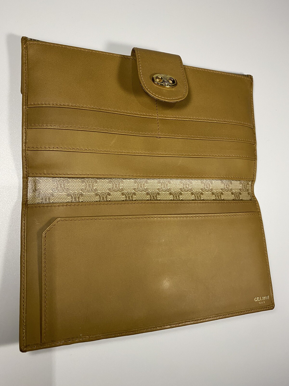 CELINE Rare Long Wallet Logo Triomphe Macadam Canvas Leather Made in Italy