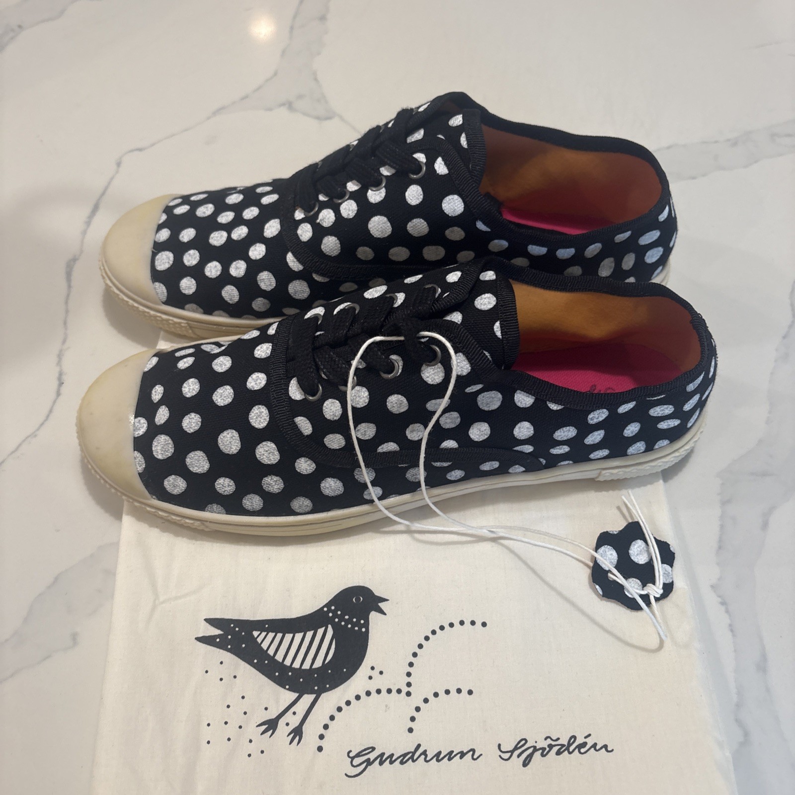 Gudrun Sjoden Canvas Sneakers Polka Dot Lace Up Women’s EU 40 US 9-9.5 Dust Bag