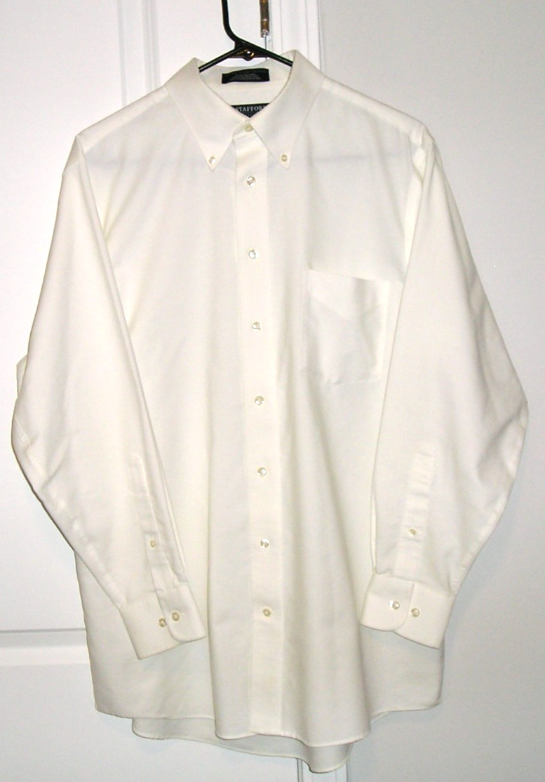 NWOT~STAFFORD ESSENTIALS MENS WHITE CLASSIC FIT THE OXFORD DRESS SHIRT 16-32-33!