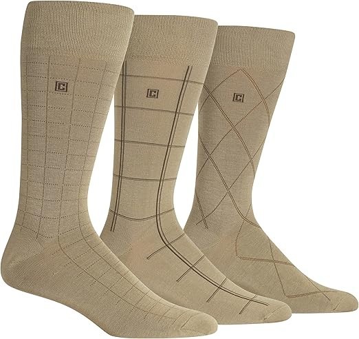 Chaps – Men’s Dress Crew Socks 3-Pack Classic Solid & Patterned Designs Comfort