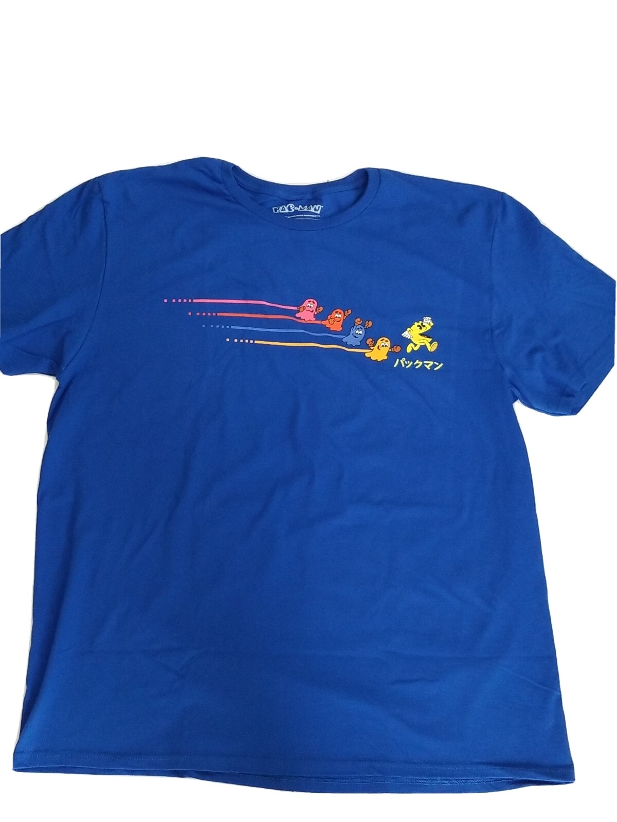Loot Crate Pac-Man Retro Blue T-Shirt Mens XL Pac Man Video Game Ghosts Chasing