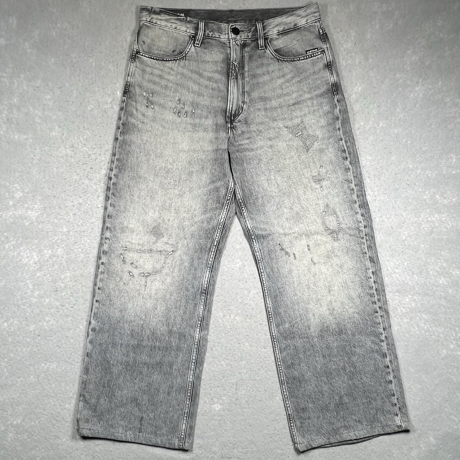 G Star Jeans Raw Type 96 Loose Distressed Zipper Fly Gray Size 32X28 Y2K Style