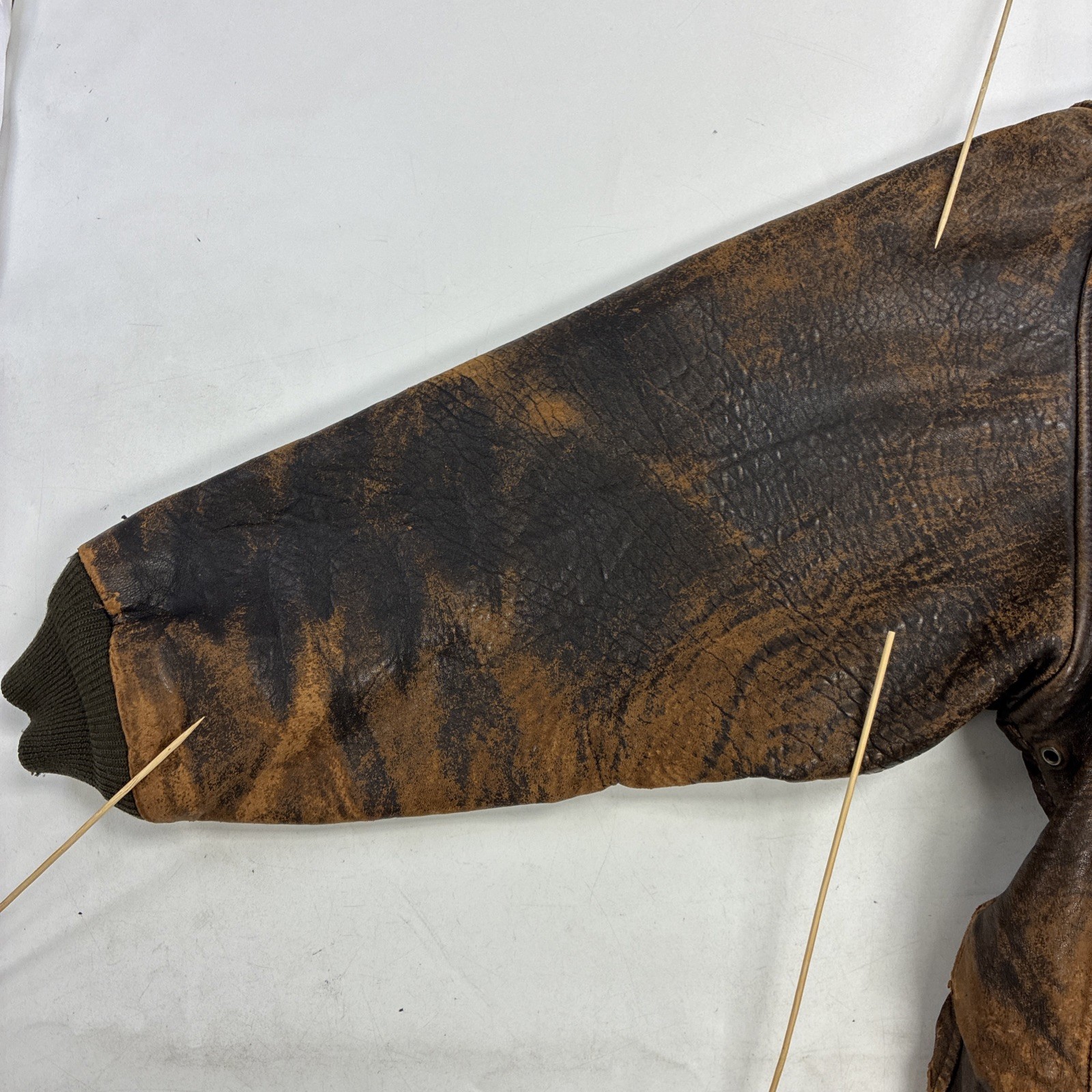 Vintage Avirex Leather Flight Bomber Jacket Size XL Brown Distressed
