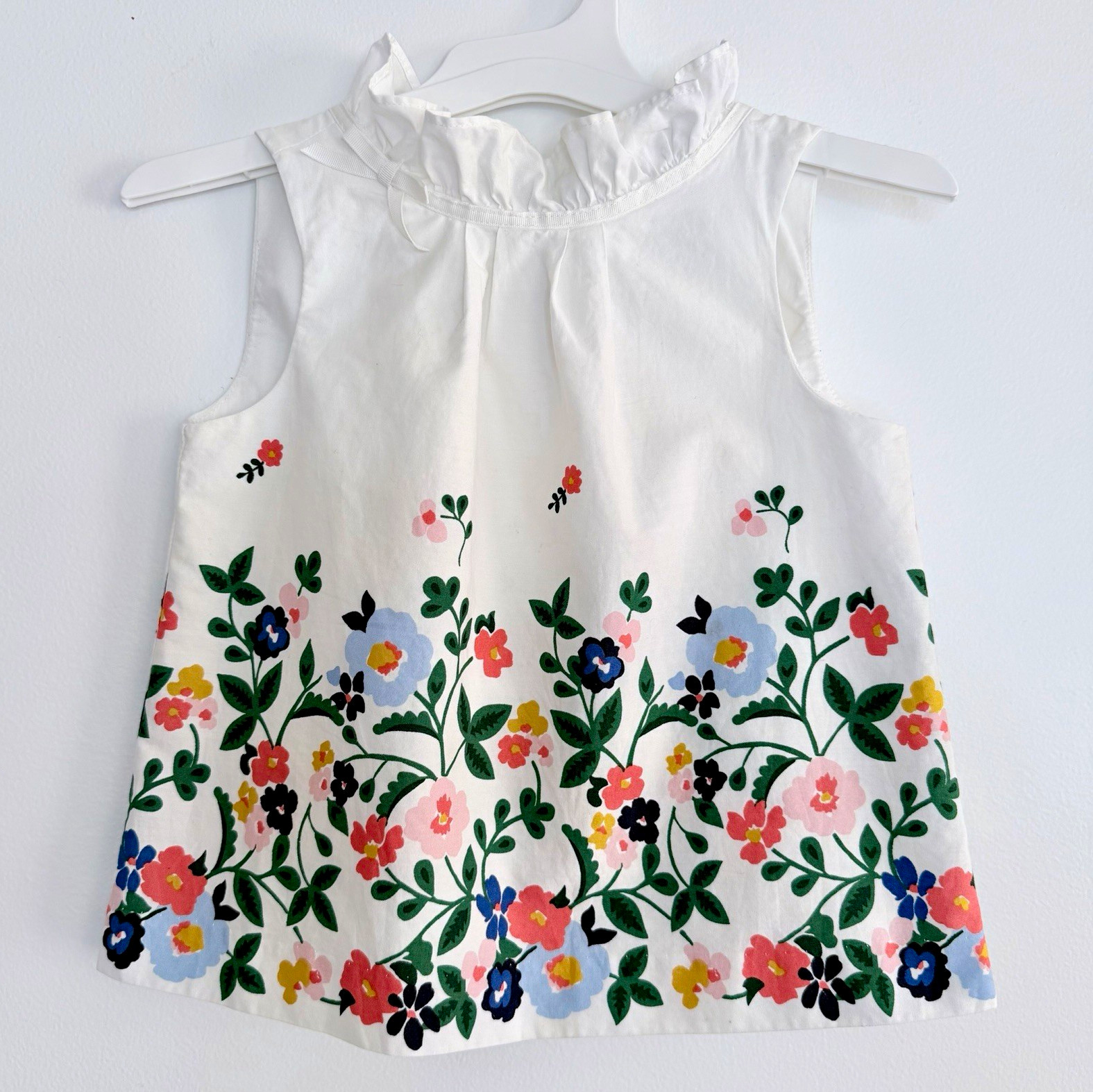 Janie and Jack Girls Floral Sleeveless Ruffle Collar Cotton Blouse 18-24M