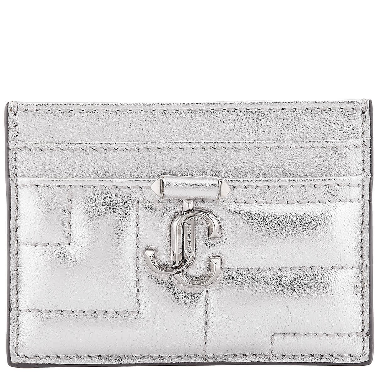 Jimmy Choo Umika Leather Card Case J000163890-SILVER/SILVER