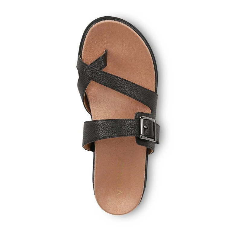 Hot Deal Vionic Carmela Strappy Slide Sandal, Tan Leather