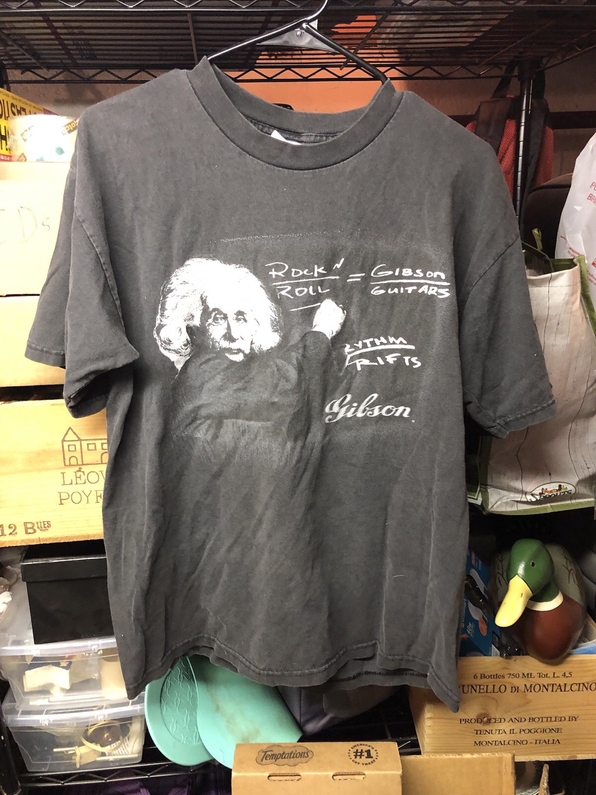 VINTAGE GIBSON GUITARS SHIRT RARE ALBERT EINSTEIN GRAPHIC SIZE L 90’s BAND TEE